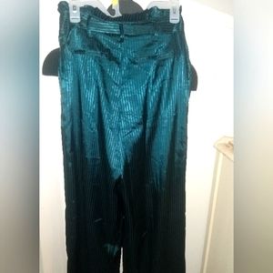 Jealous Tomato Wide leg paper bag pants teal New with tags medium
